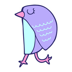 cartoon bird in bright neon color