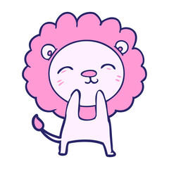 cartoon lion in bright neon color