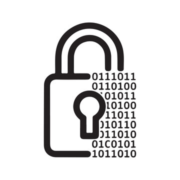 Black padlock with binary code security protection