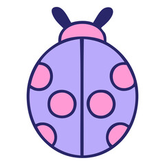 cute cartoon of a lady bug in bright neon color