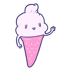 cute cartoon ice cream in bright neon color
