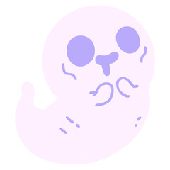 spooky cute halloween ghost in bright neon color