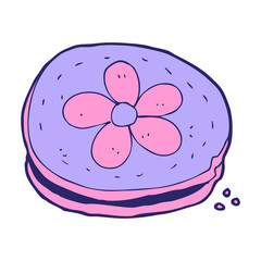 cartoon biscuit in bright neon color