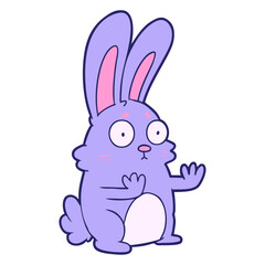 cartoon scared rabbit in bright neon color