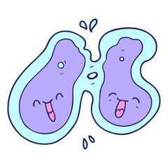 cartoon cell dividing in bright neon color
