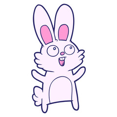 happy cartoon rabbit in bright neon color