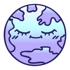 gradient shaded cartoon of a planet earth in bright neon color
