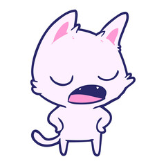 talking cat cartoon in bright neon color