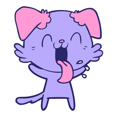 cartoon panting dog in bright neon color