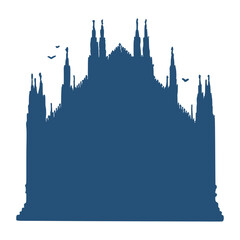 Line art drawing of the Milan cathedral, Italy, architecture tourism landmark, travel destination illustration