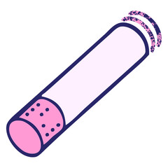 retro grunge texture cartoon of a cigarette stick in bright neon color