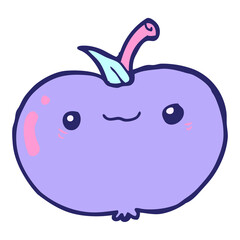 cartoon apple in bright neon color