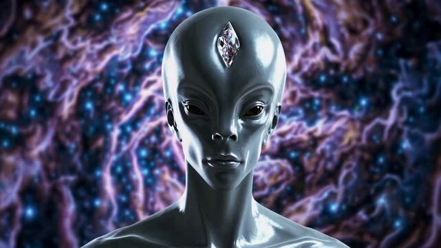 Portrait d&rsquo;un extraterrestre &agrave; la peau argent&eacute;e