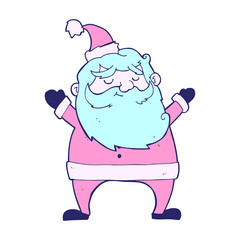 jolly santa cartoon in bright neon color