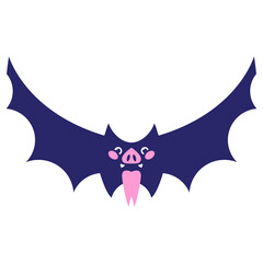 cute halloween bat in bright neon color