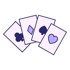 iconic tattoo style image of a run of cards in bright neon color