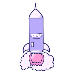 cartoon rocket in bright neon color