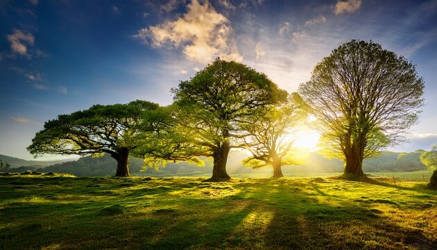 incredible trees in the sun s rays