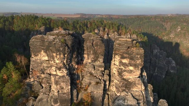 SAXON SWITZERLAND, Wehlnadel Sachsische Schweiz, Sachsen, GERMANY. Neurathen Castle, Pavilionaussicht, Ferdinandstein.
