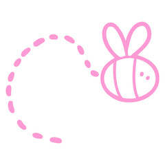 cartoon bee flying icon in bright neon color