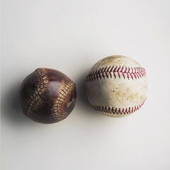 Two baseballs showing different styles and wear