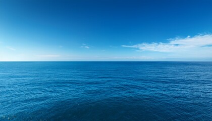 Fototapeta premium vast blue ocean meets clear sunny sky on a calm day in nature
