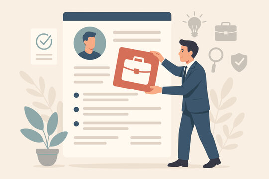 Professional resume work experience skills qualifications expertise biography job opportunity capability competence certification concept businessman career application