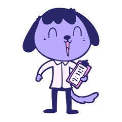 cute cartoon dog wearing office shirt in bright neon color