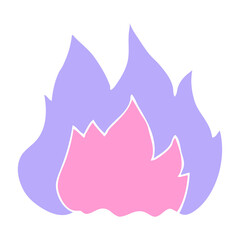 flat color illustration of fire in bright neon color