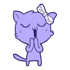 cartoon cat in bright neon color