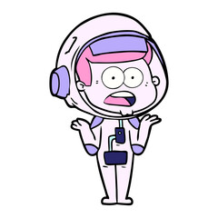 cartoon surprised astronaut in bright neon color