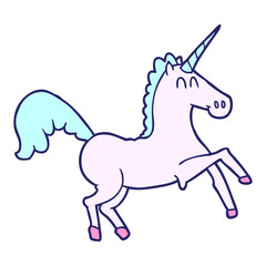 cartoon unicorn in bright neon color