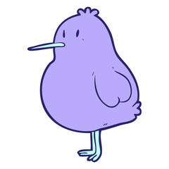 cute cartoon kiwi bird in bright neon color