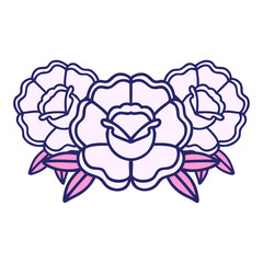 iconic tattoo style image of a bouquet of flowers in bright neon color