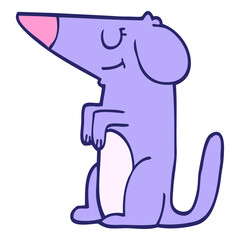 cartoon doodle well behaved dog in bright neon color