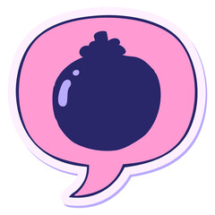 cartoon tomato with speech bubble sticker in bright neon color