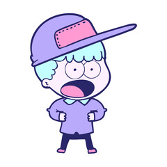 cartoon shocked man in bright neon color