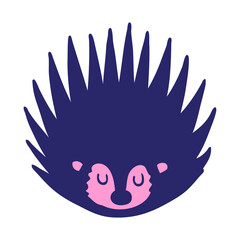 cartoon doodle spiky hedgehog in bright neon color