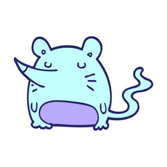 cartoon mouse in bright neon color