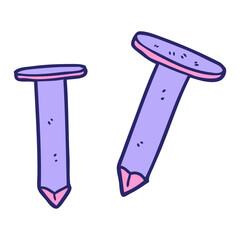 cartoon old nails in bright neon color