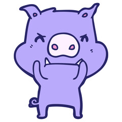 Fototapeta premium angry cartoon pig in bright neon color