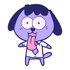 cute cartoon dog wearing office shirt in bright neon color