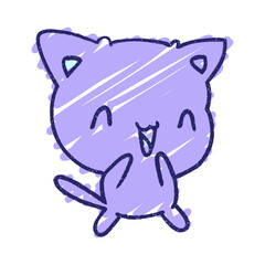 Happy Cat Chalk Drawing in bright neon color