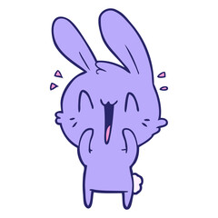 cute cartoon rabbit in bright neon color