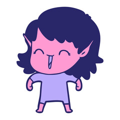 cartoon elf girl in bright neon color