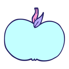 cartoon doodle juicy apple in bright neon color