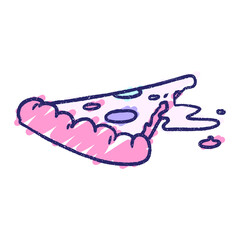 Pizza Slice Chalk Drawing in bright neon color