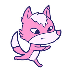 friendly cartoon wolf running in bright neon color