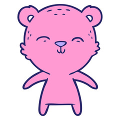 happy cartoon bear in bright neon color