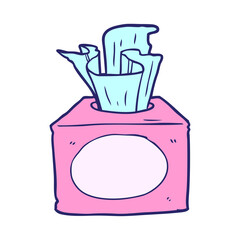cartoon box of tissues in bright neon color
